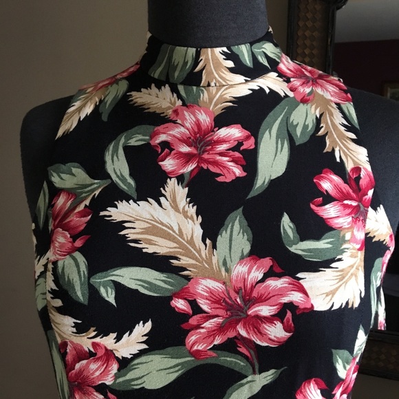 🌸HIBISCUS PRINT FLOWY MIDI DRESS RJ Stevens Sz 8 - Picture 2 of 7